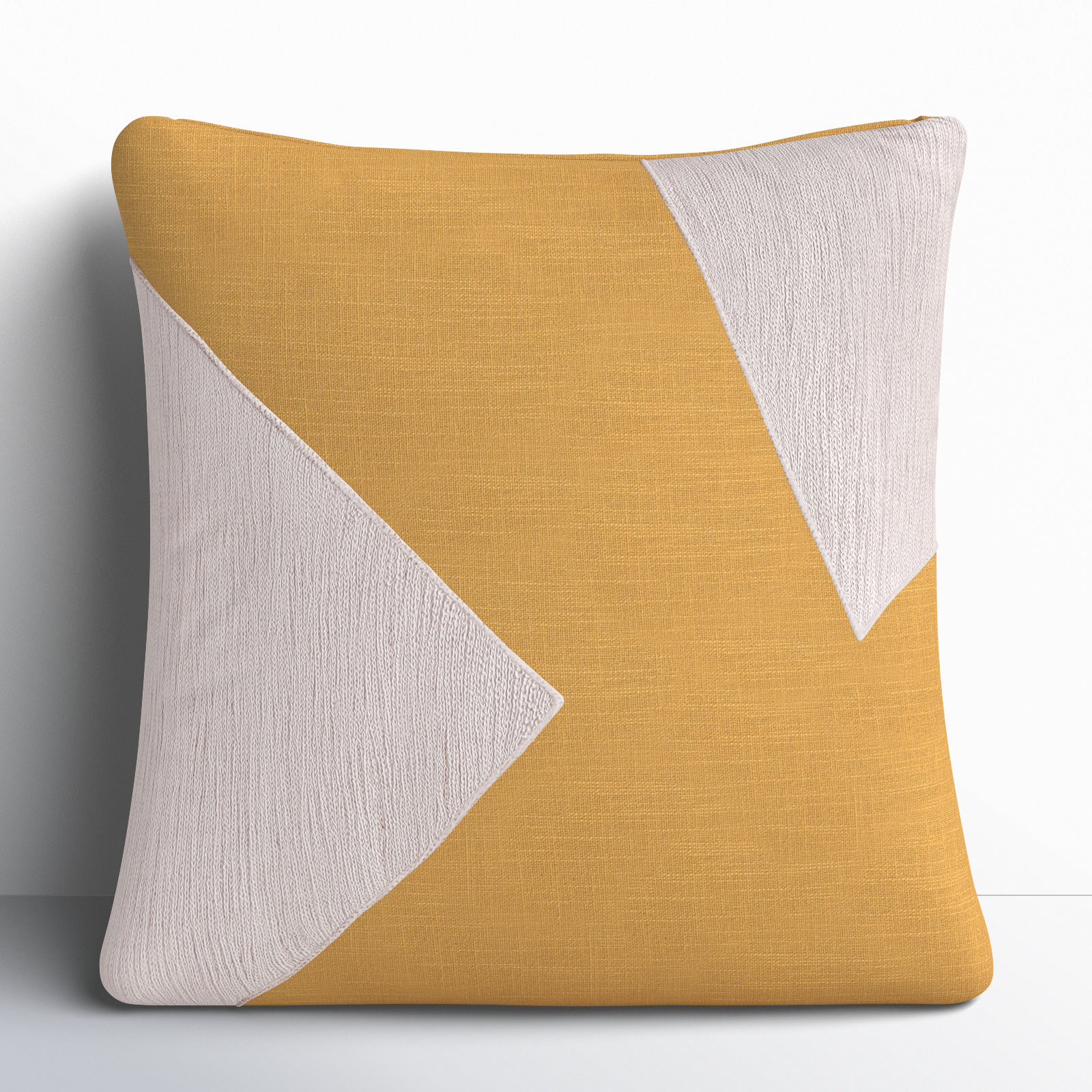 Auburn Geometric Cotton Throw Pillow, Square 18", Yellow/White, Pillow Cover Only - No Insert