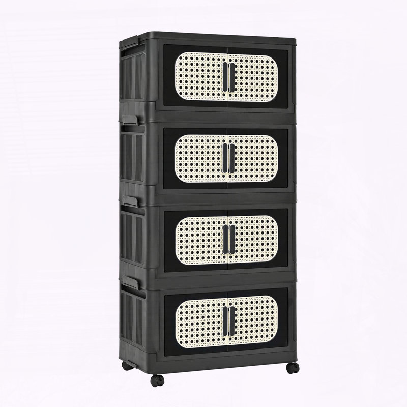 Armoire de rangement pliante à 4 niveaux avec roues Retro