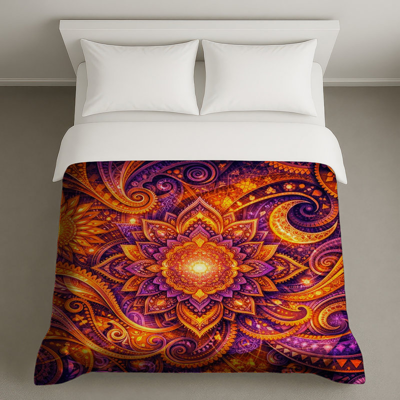 Housses de couette à motif mandala vibrant, Très grand lit