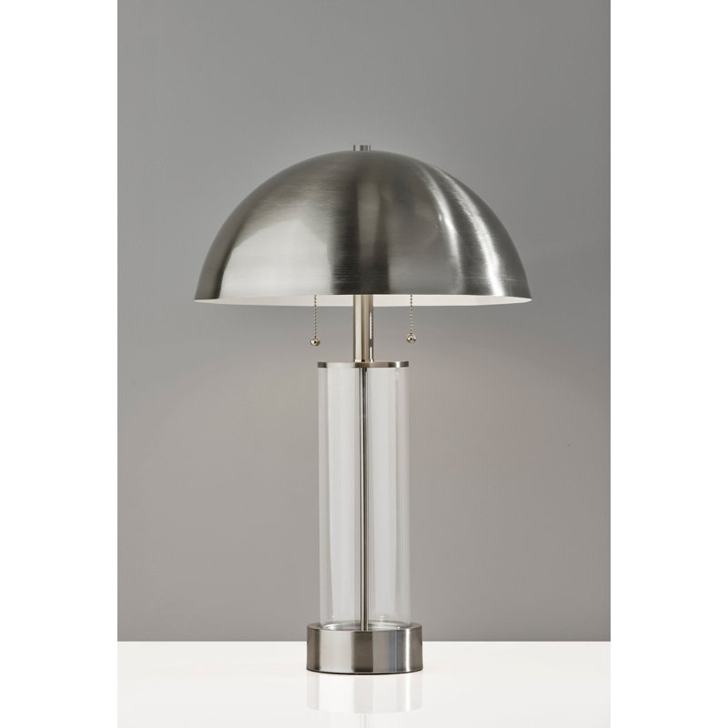 Lampe de bureau en métal Anlow, Acier brossé / transparent, Acier brossé