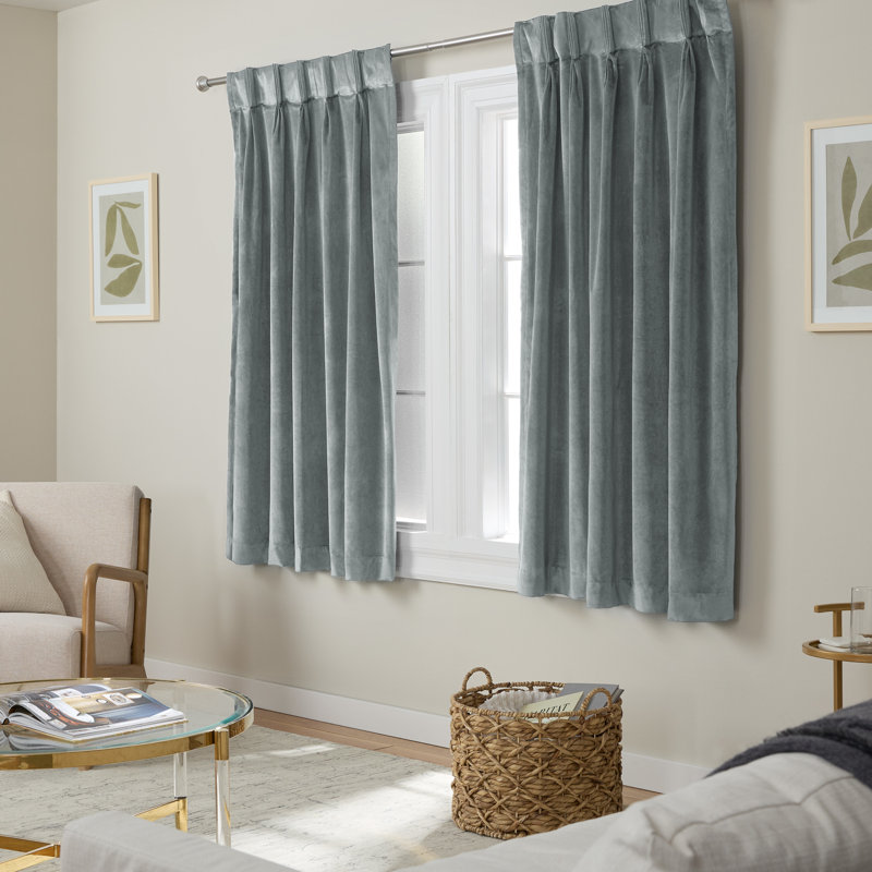 Donna Room Darkening Curtain Pair, Soft Gray, 27"W x 63"L