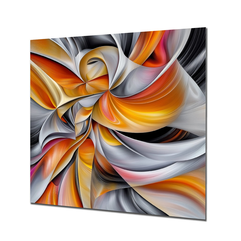 «Geometric Orange Fragment Vector III», art mural abstrait en métal imprimé géométrique, H 16 po x l 16 po x P 0,84 po