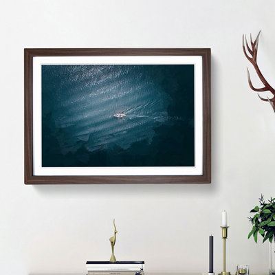 Boat in the Open Sea in Abstract - Picture Frame Graphic Art Print