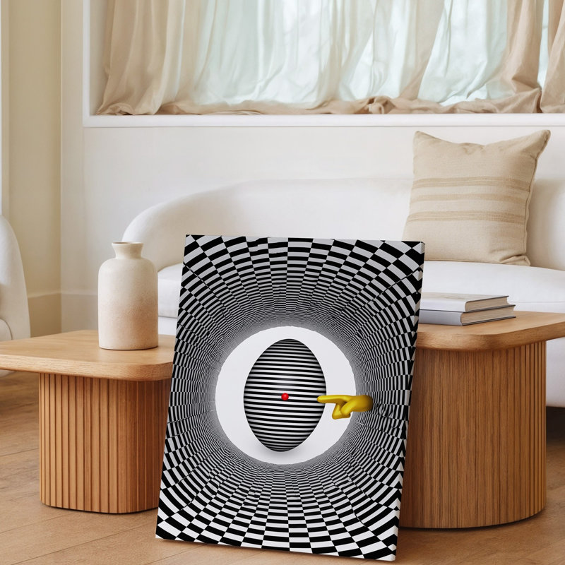 "Toile", "Abstract illusion optique abstraite", avec un tunnel cylindrique avec art mural, H 24 po x l 18 po