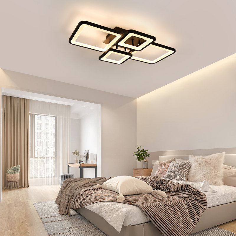 Dawndra Dimmable 4-Light Square LED Flush Mount Ceiling Light