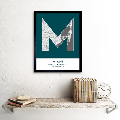 Miami Florida United States City Map - Single Picture Frame Typography