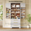 Armoire de cuisine de campagne de 78,2 po de hauteur avec 8 tablettes de porte, armoire de rangement avec 3 tablettes réglables, 3 grands tiroirs-1490547658