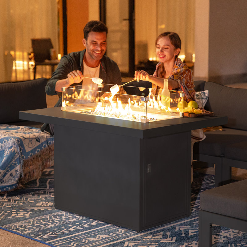 Bukovec 43" Outdoor Fire Pit Table Aluminum 55,000 BTU