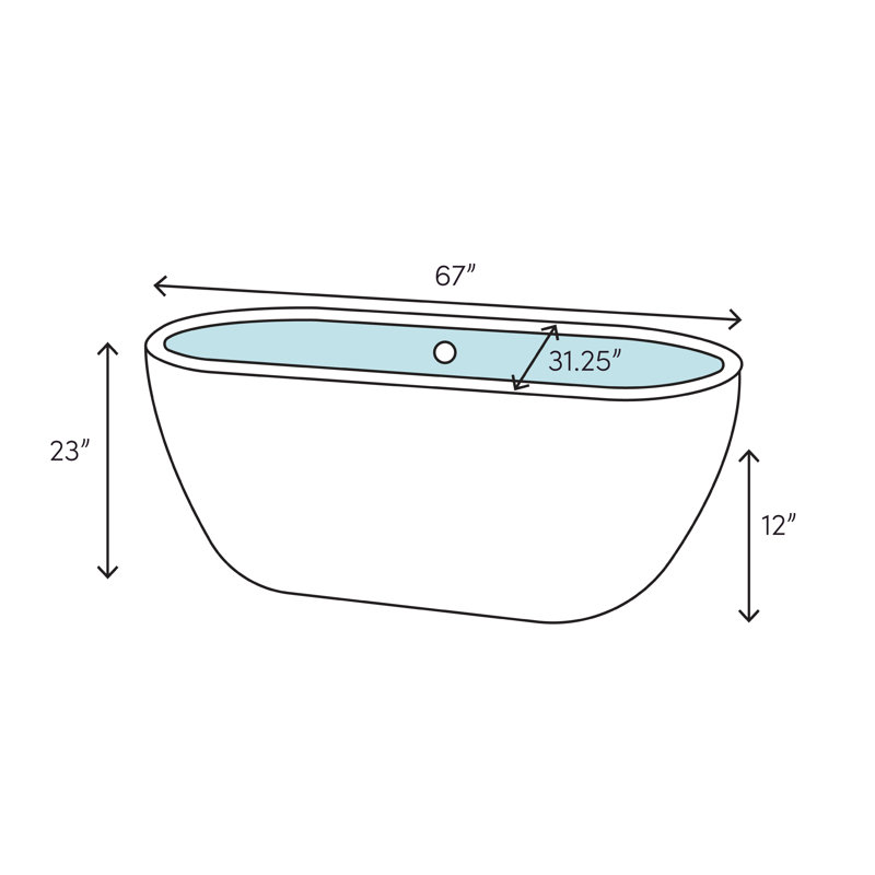 Mermaid 67'' x Soaking Acrylic Bathtub, Matte Black