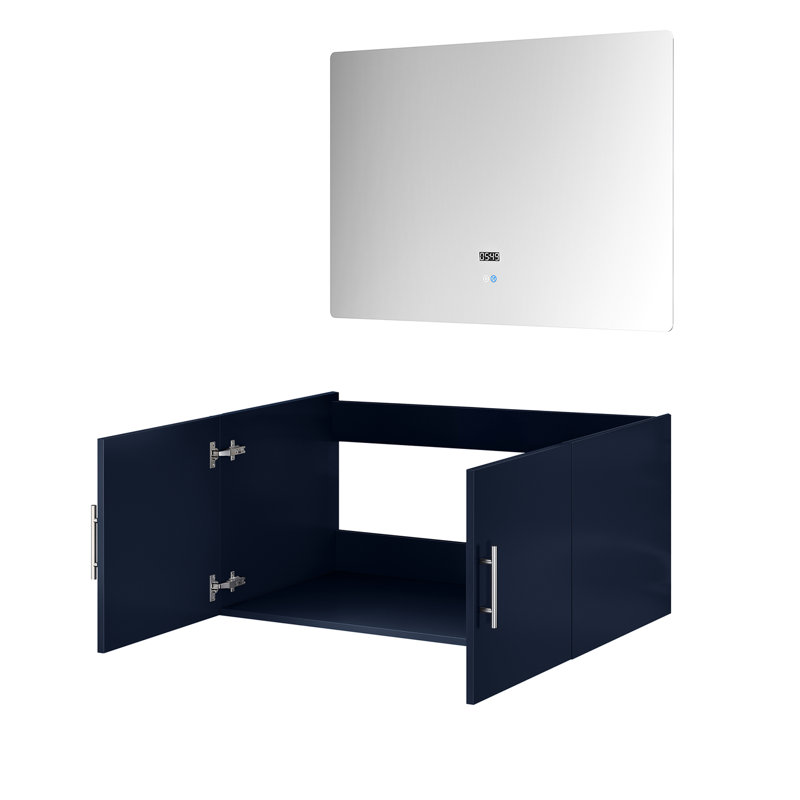 Meuble-lavabo bleu marine 36 po X 22 avec miroir à DEL - Option de rangement généreuse Méthode d'installation rapide Installation abondante entièrement assemblée rapidement