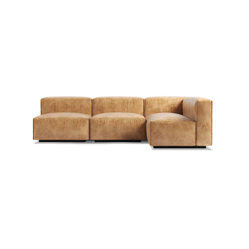 Cleon Modular Sectional, Camel Genuine Leather, Left Hand Facing