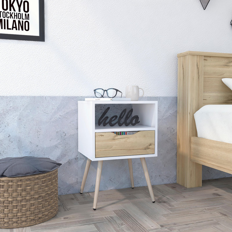 Modern Minimalist Nightstand, Wood