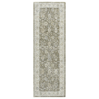 Beatrice Traditional Bordered Floral Filigree Performance Woven Indoor Area Rug