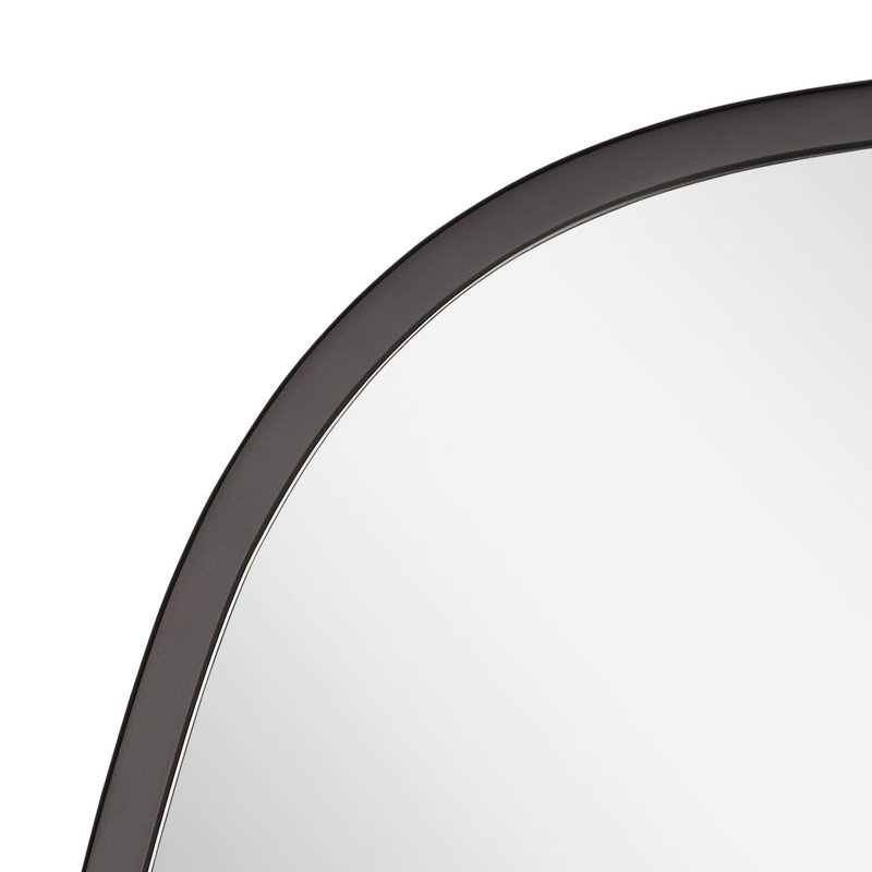 Amburgey 33-3/4" x 33-3/4" Asymmetrical Framed Bathroom Mirror, Matte Black