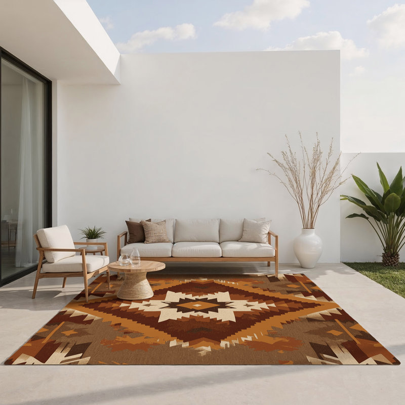 Tapis intérieur et extérieur Saguaro Silhouette, Rectangulaire 3 pi x 5 pi