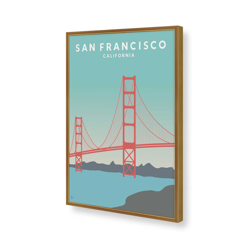 «Sunset San Francisco California» par Garima Dhawan, reproduction d'art sur toile, H 16 po x l 12 po, Doré