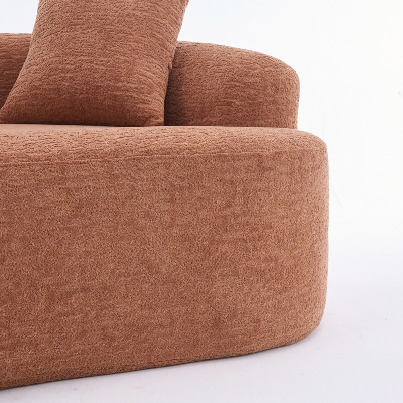 Canapé incurvé en chenille Boneless, Corail