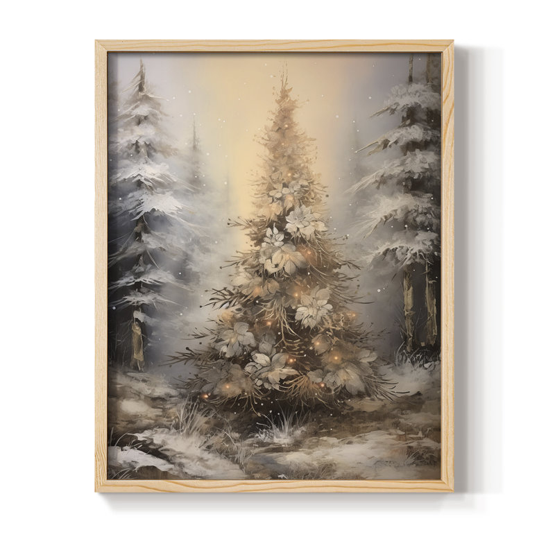 «Christmas Holiday», art encadré Dxxxvi - bois massif, Naturel, H 11 po x l 9 po