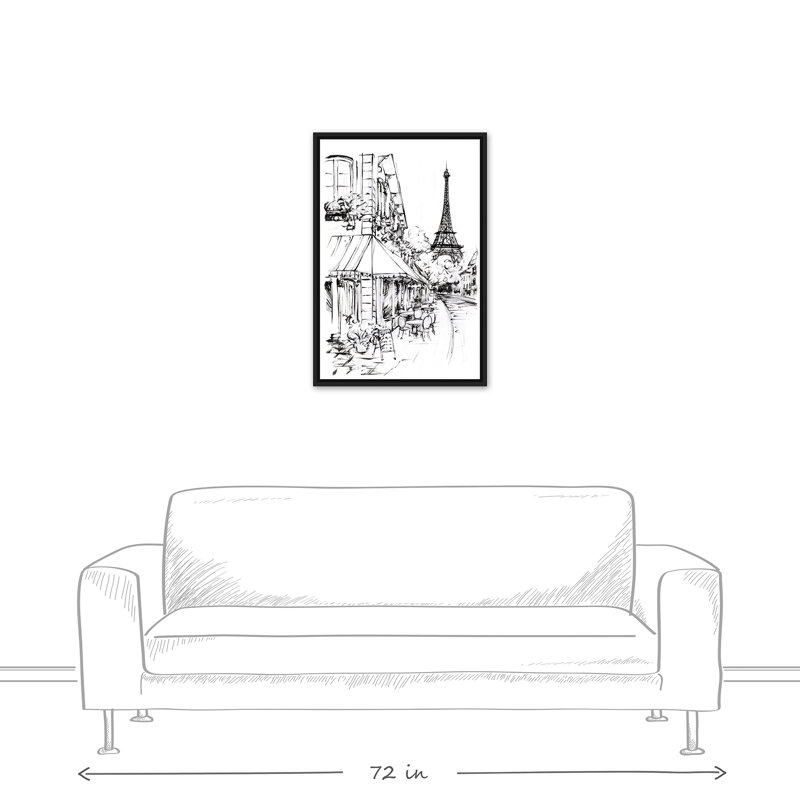 « paris street sketch », reproduction d’art sur toile encadrée