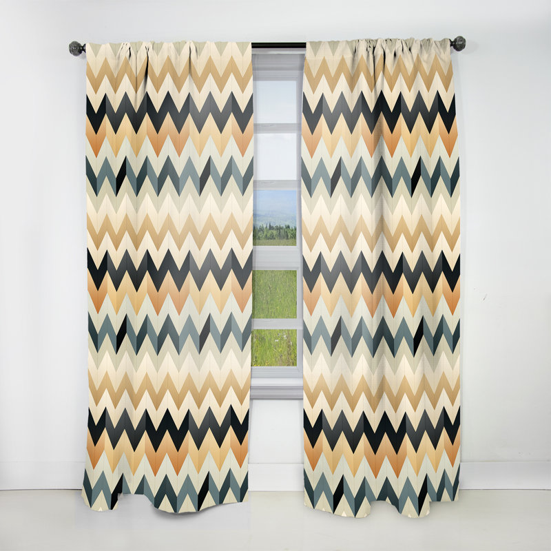 Ivoire Boho Accents Chevron III - Rideau à chevrons - Rideau à chevrons obscurcissant - 1 panneaux, L 52 po x L 84 po
