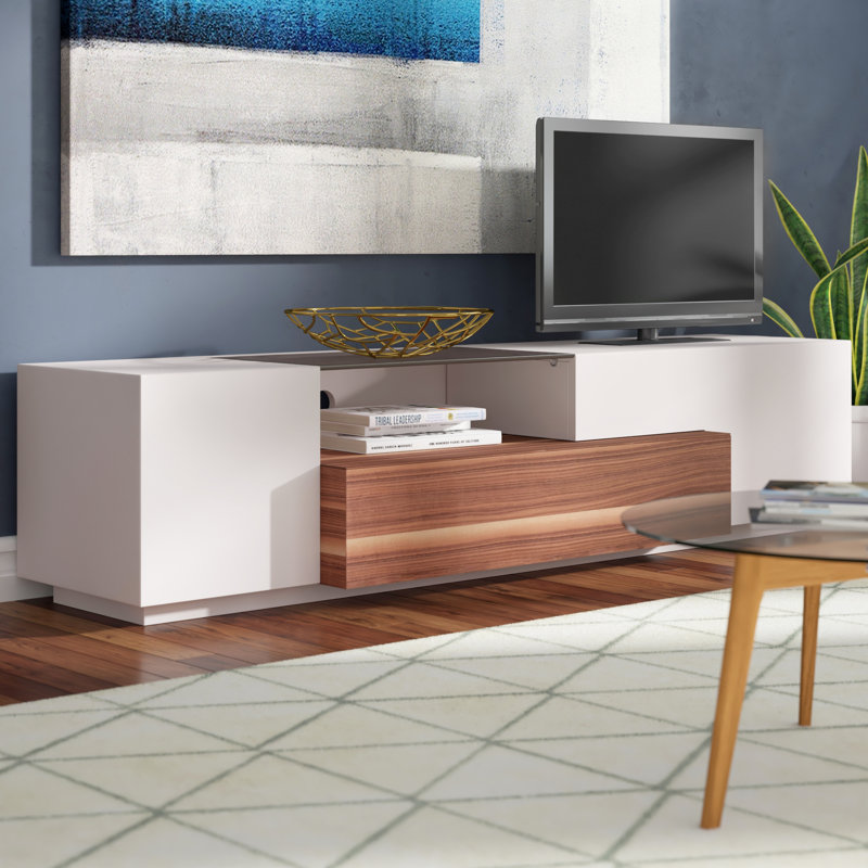 Verneuil Unfinished TV Stand for TVs up to 78", Walnut/White