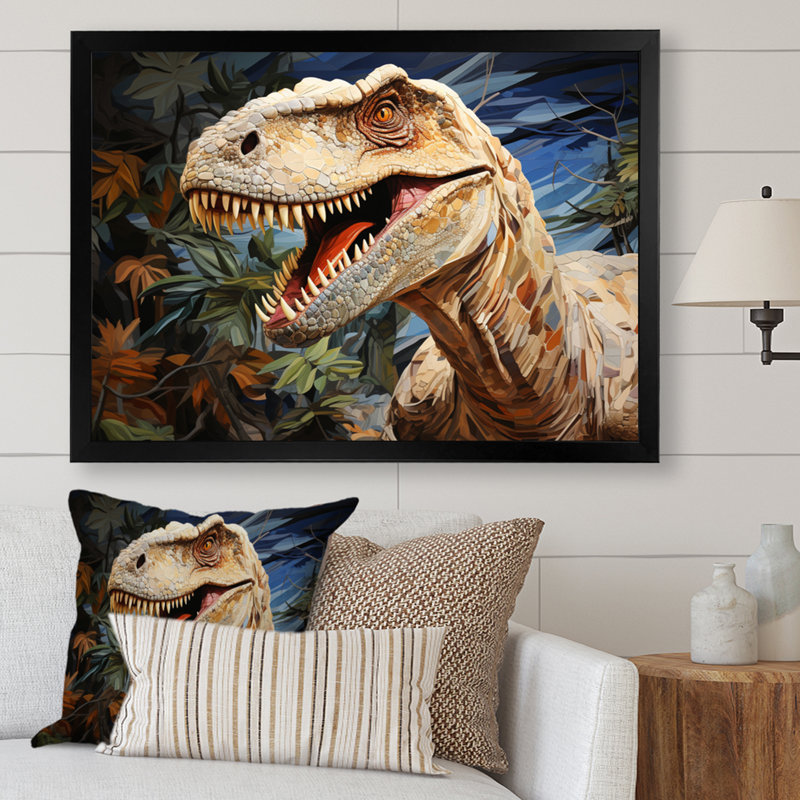 «Dinosaur Prehistoric Legacy Pastoral I», reproduction sur toile, H 16 po x l 32 po x P 1 po, Cadre photo noir