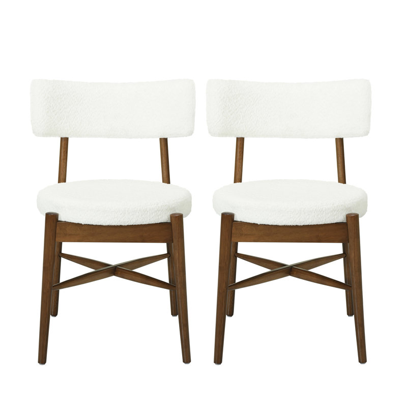 Boucle Upholstered Dining Chair, Walnut