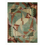 Art Deco Hand Knotted Wool Geometric Area Rug