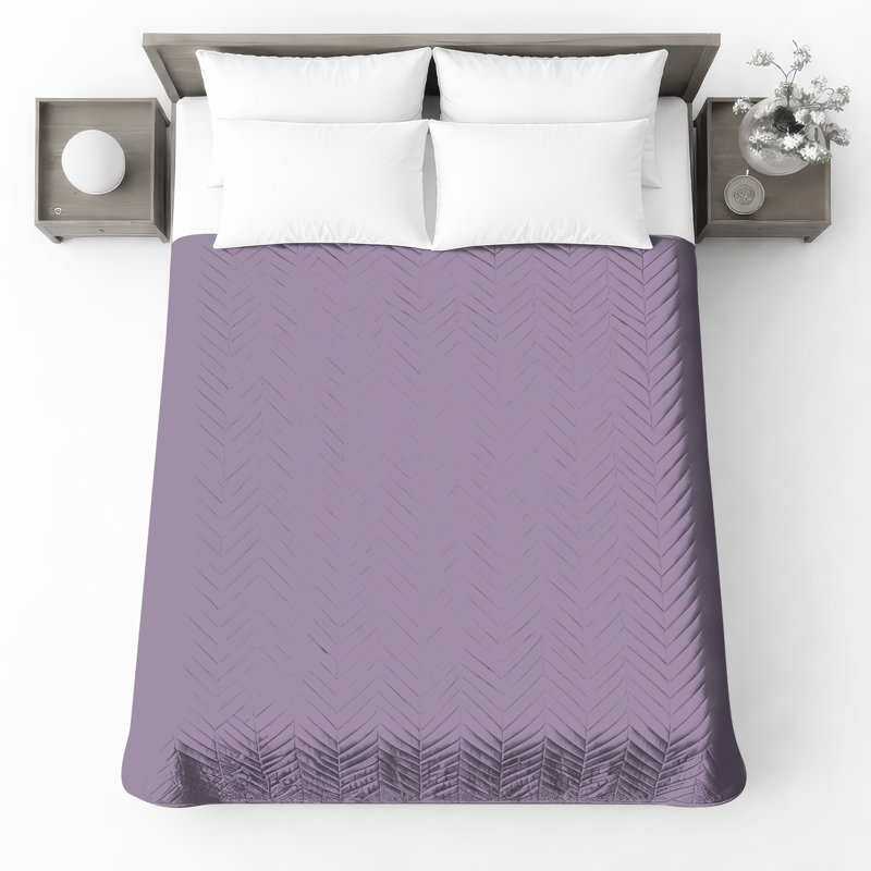 Couvre-lit matelassé de couleur unie lavande toutes tailles, Double