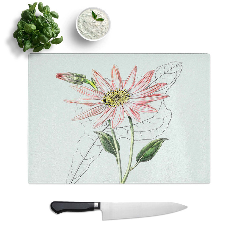Tempered Glass Coneflowers Chopping Board, 28.5 cm W x 20 cm L
