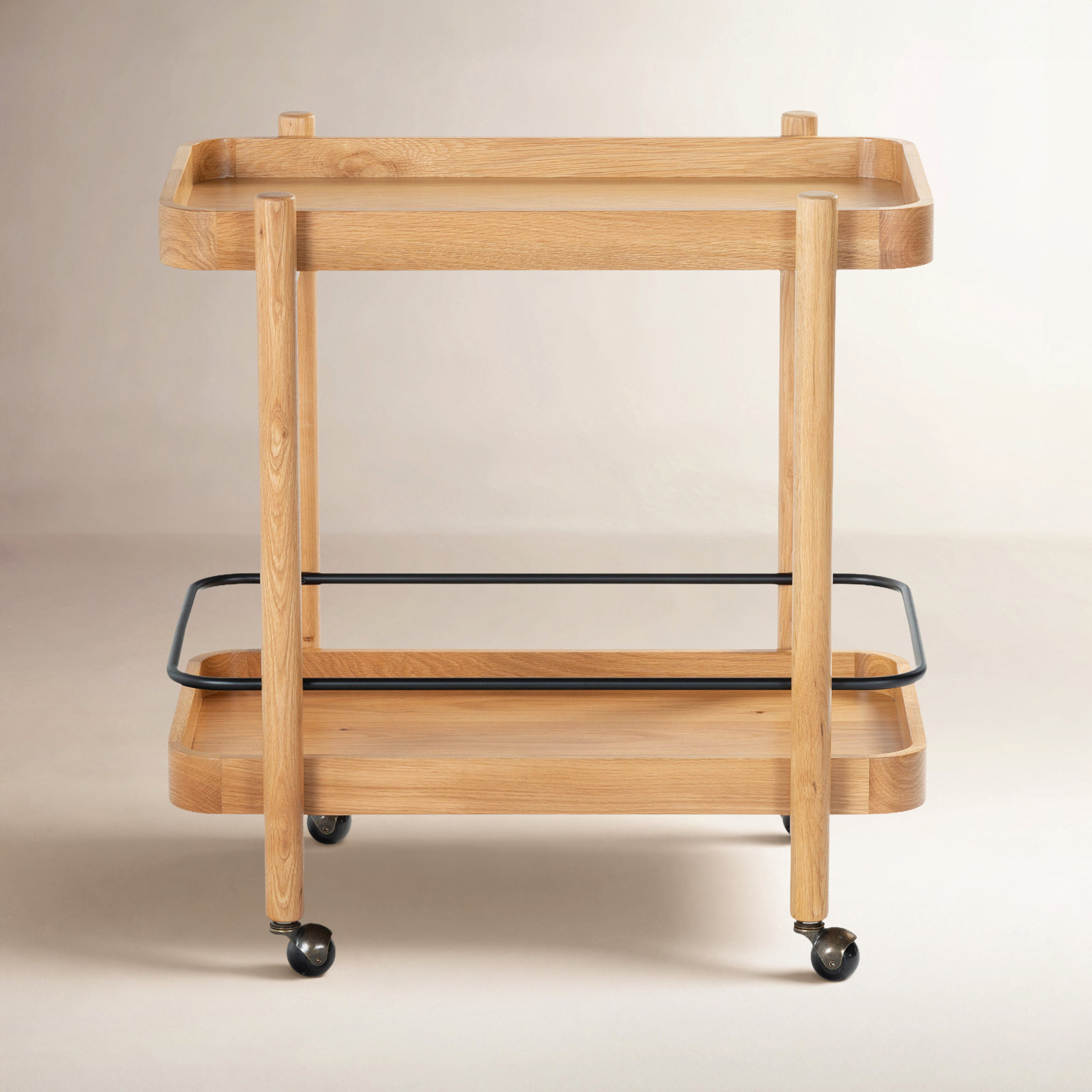 2-Shelf Wood Bar Cart, Natural