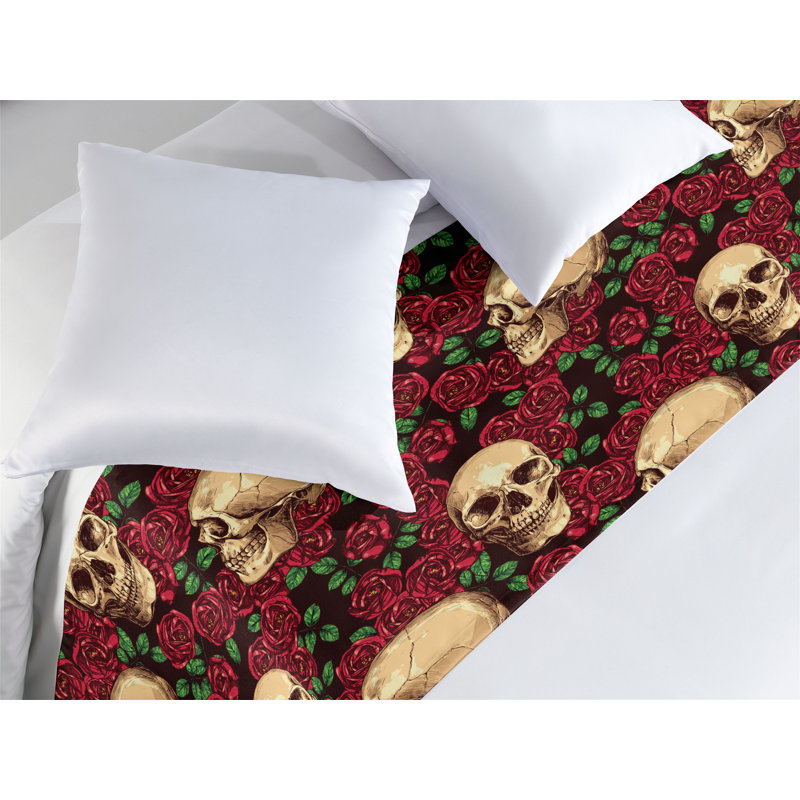Foulard de lit Ambesonne Skulls and Roses, Très grand lit
