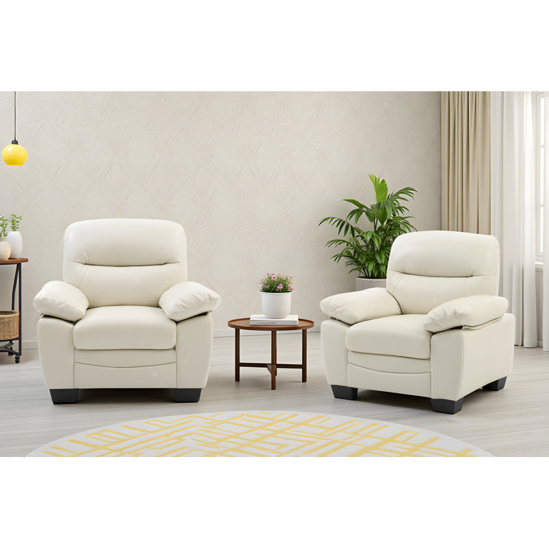 Ensemble de 2 chaises en similicuir Pingry, Perle