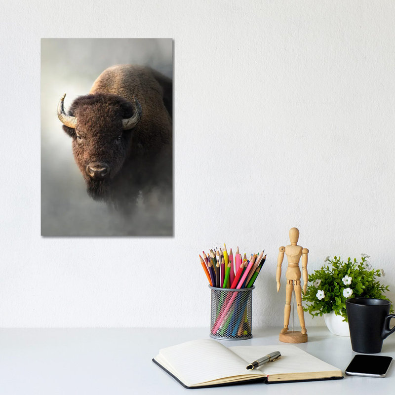 Bison dans la brume - Giclée sur toile tendue avec châssis