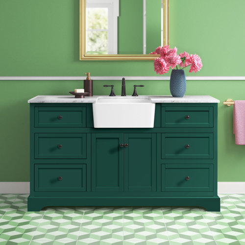 Green Bathroom Vanity With Farmhouse Sink