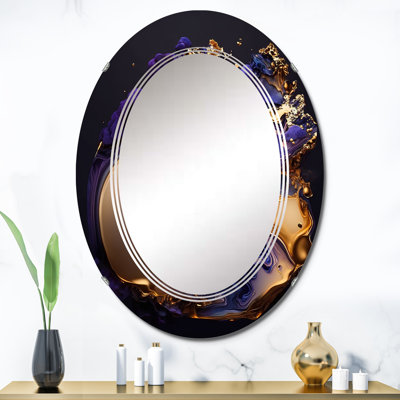 Quneisha Abstract Marble Geode Purple II - Abstract Liquid Ink Wall Mirror