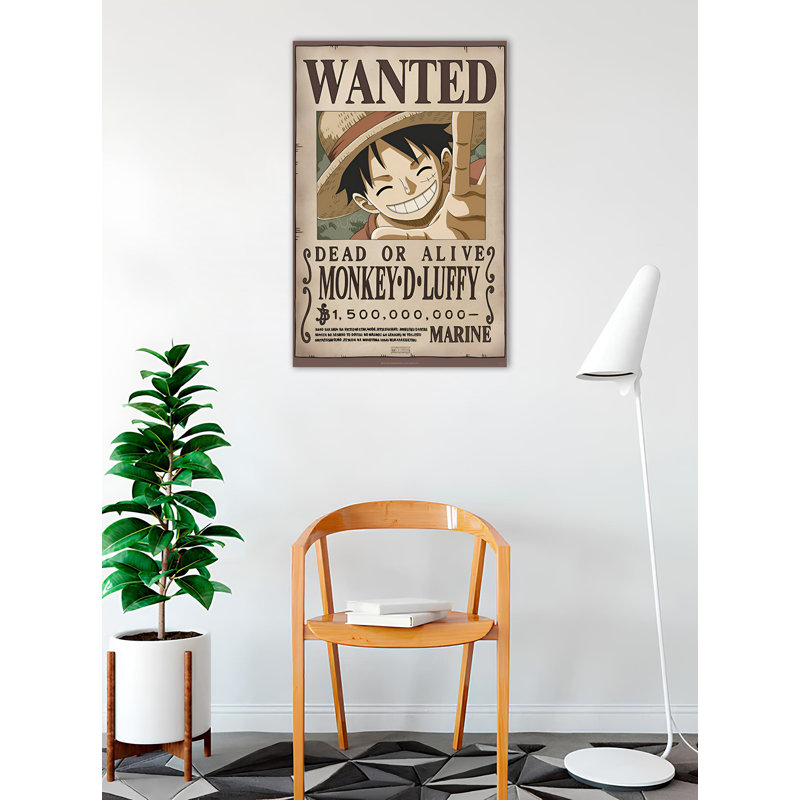  Officiellement sous licence une pièce - Wanted Monkey D.Luffy, affiche d'art - 24 x 36 po - reproduction décorative - papier affiche - prête à encadrer