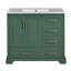 Ensemble de meuble-lavabo traditionnel 36 po avec lavabo en résine, armoire de salle de bain verte avec deux portes et quatre tiroirs