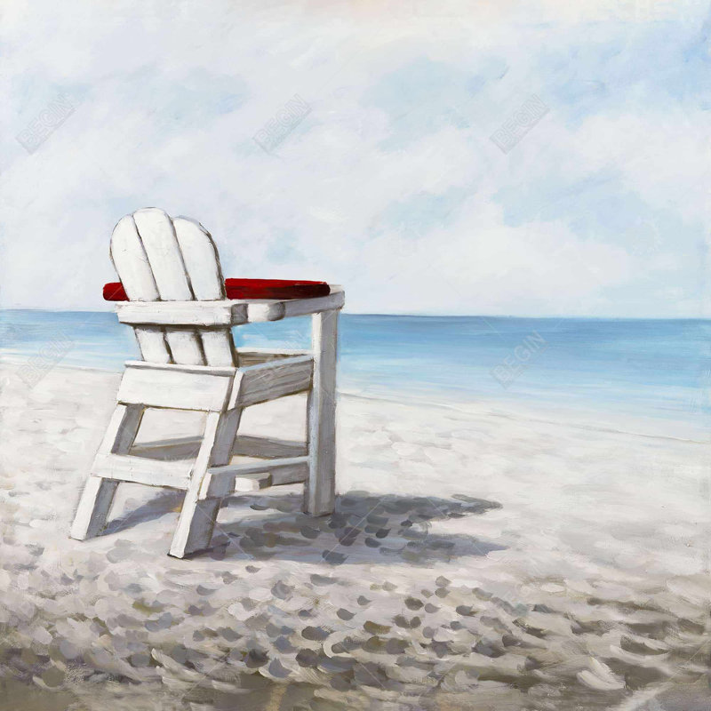 beach chair - 32"x32" art on canvas