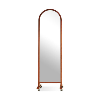 The multi-functional solid wood full-length mirror can be stored and moved on the back of the floor