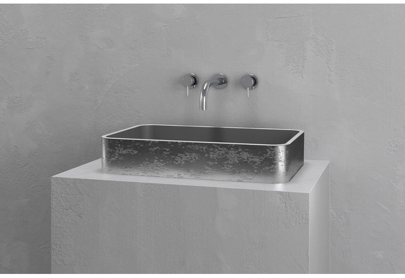 Vast Studio Aged Rectangular Countertop Bathroom Sink, Silver/Gray