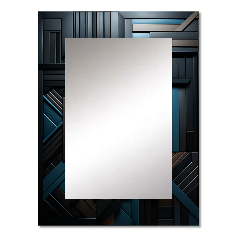 Onyx Opulence - miroir de formes abstraites, miroir mural décoratif moderne, impression d'art en métal, 32 po x 24 po