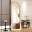 Miroir de plancher arqué 63 po x 24 po à bord arrondi avec cadre en flanelle épaisse-1487553825