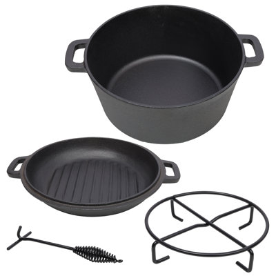 Cocotte en fonte pré-assaisonnée 3 en 1