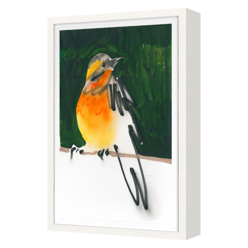 American Robin Print by PC Ngo, White Framed, 45" H x 30" W