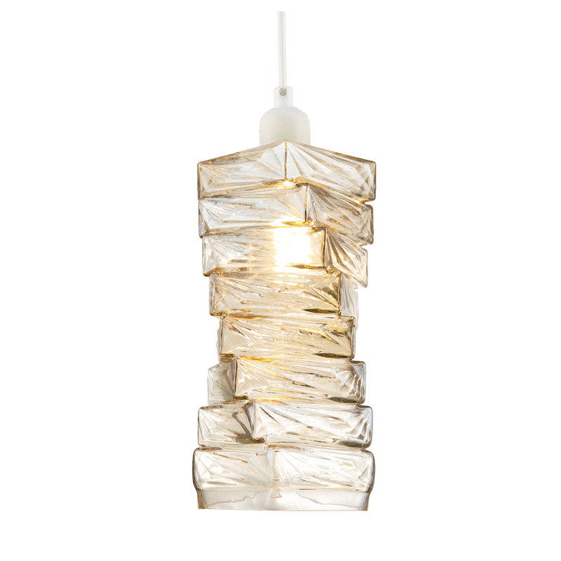 25cm H Glass Rectangle Pendant Shade ( No Direct Attachment Method ) in Gold