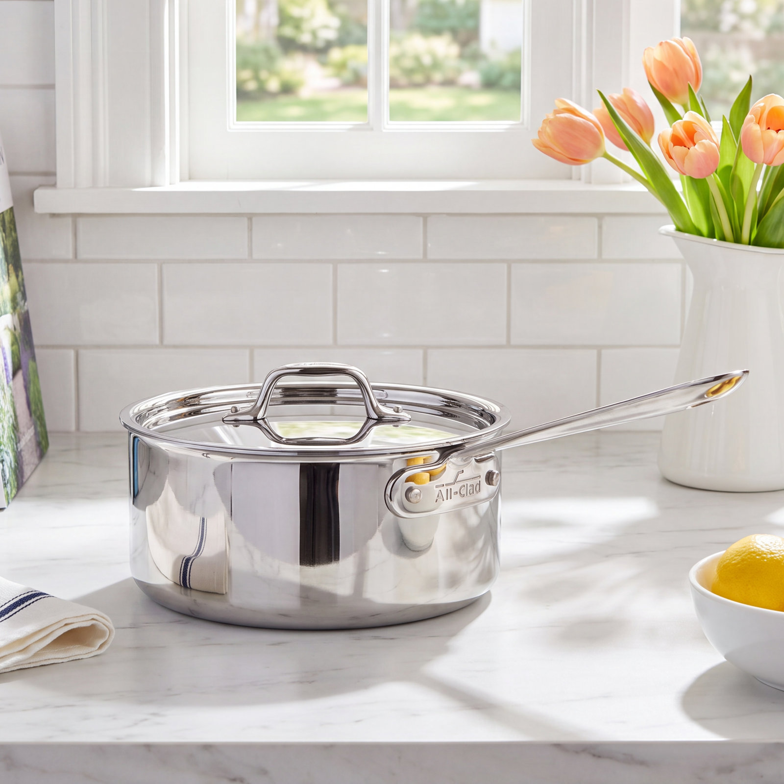 All-Clad D3™ Stainless Steel Saucepan with Lid, 3 Qt.