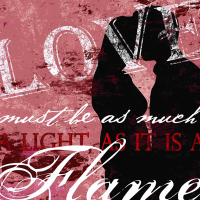 «Love Flame», art textuel sur toile tendue