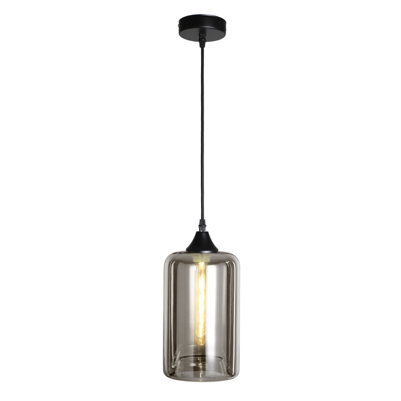 Aevyn 1 - Light Cylinder Pendant, Smoke, Black