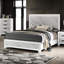 Cadre de lit transitionnel blanc pour grand lit, panneau en faux marbre sur l'Hb et Fb, fabrication en bois d'hévéa, article de décor de chambre à coucher grand lit contemporain, tête de lit design, structure en bois d'ingénierie, configuration